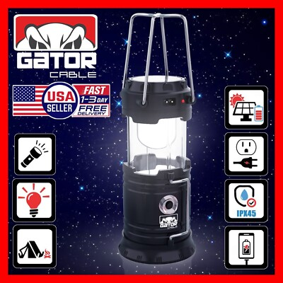 #ad Solar Portable Rechargeable LED Camping Lantern Flashlight Lamp USB Power Bank $10.99