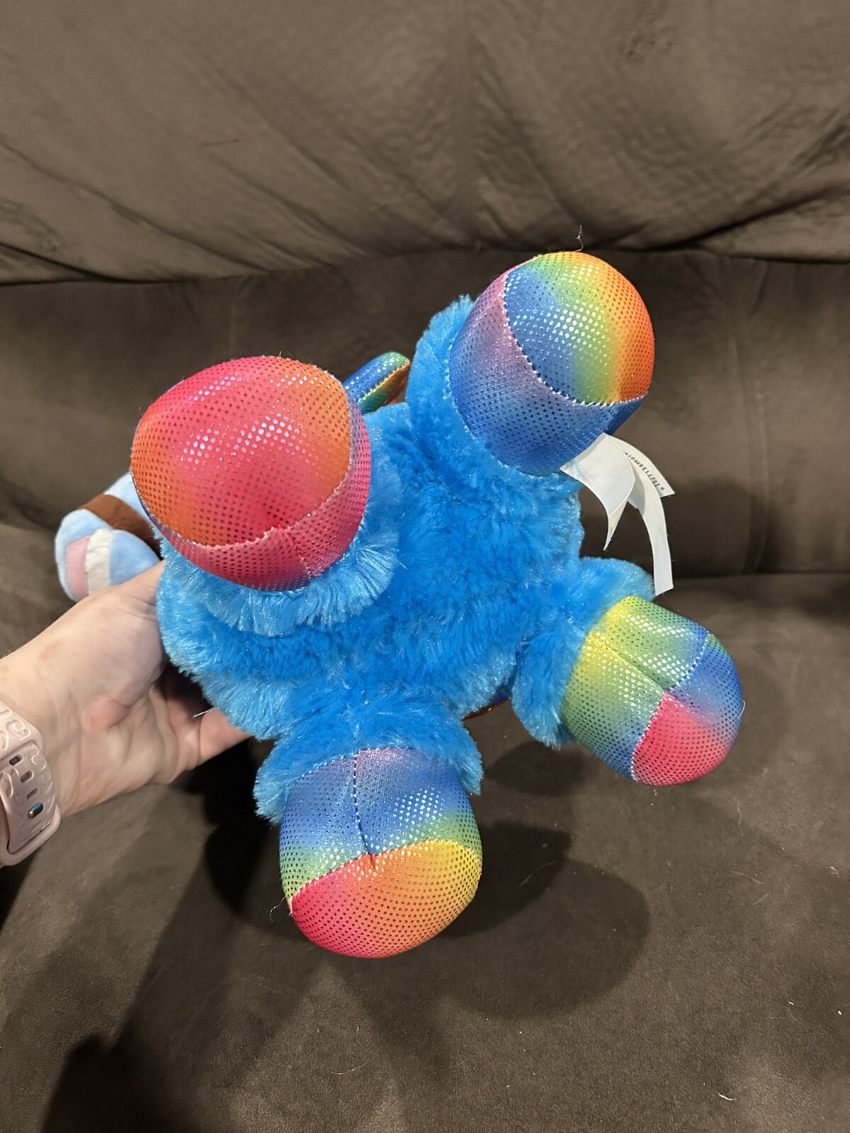 Rainbow Llama Plush with Sparkle Wings/hooves, blue llama stuffy