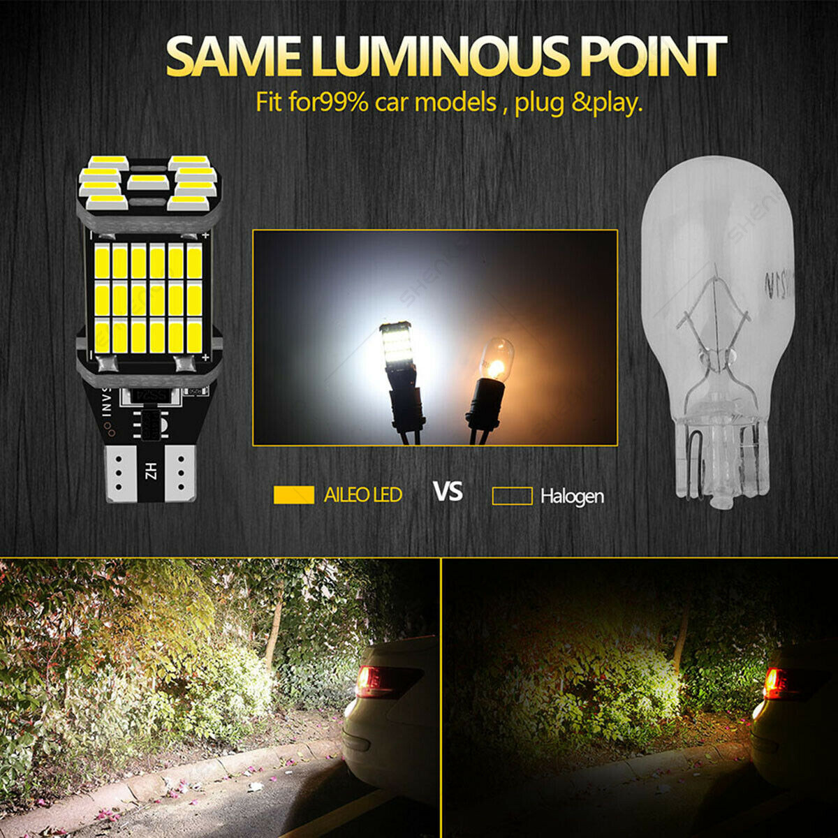 LASFIT 921 LED Bulb Reverse Light, 912 T15 6000K White Canbus Error Free W16w 906 904 Backup Replacement Cargo Lights Car Trunk 300 Super Bright Pack