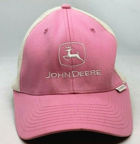 John Deere Flexfit Pink and White Mesh 