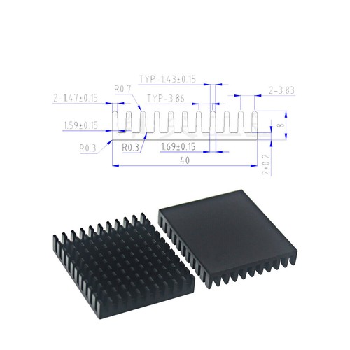 Width 40mm Aluminium Heatsink Anodized Heat Sink Radiator Cooler PIN STYLE ALL - Picture 12 of 15