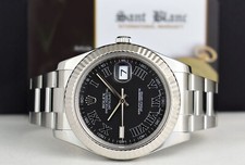 ROLEX 41mm 18kt White Gold & SS DateJust II Black Roman 116334 SANT BLANC 4