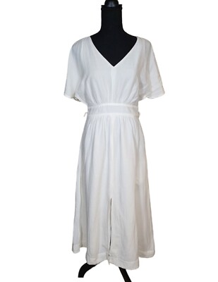 madewell white maxi dress Madewell Women's White Maxi Dress Size 2 V-Neck Short Sleeves Comfort