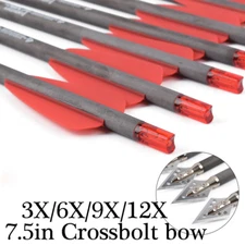 3/6/9/12pc X 7.5" Crossbow Bolts Carbon Arrows 100Gr Point Tip for Cobra R9 Bow 