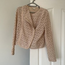 Ladies Club Monaco Light Peach Lace Jacket Size Uk 10