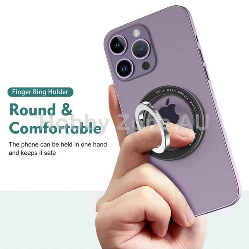 Magnetic Phone Grip Finger With Ring Stand Car Holder White Bracket iPhone15 Pro - Picture 5 of 13