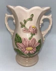 Hull Art Pottery Magnolia Pink Double Handled Vase Vintage 1940s H - 5 - 6 1/2”
