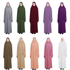 Muslim Women Hijab Abaya Dress Set Prayer Dress Islamic Clothes Kaftan Khimar