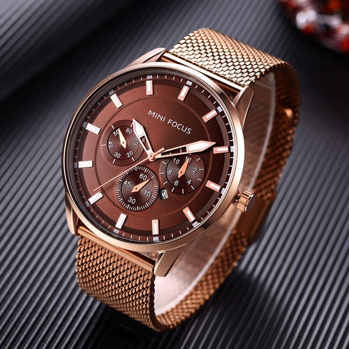MINI FOCUS Men Watch Luminous Hands Meshband Wristwatch Male Multifunction Watch - Picture 4 of 28