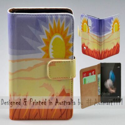 For Huawei Series - Desert Vector Theme Print Wallet Mobile Phone Case Cover