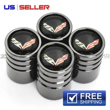 VALVE STEM CAPS WHEEL TIRE BLACK CHROME FOR CORVETTE - US SELLER VE43