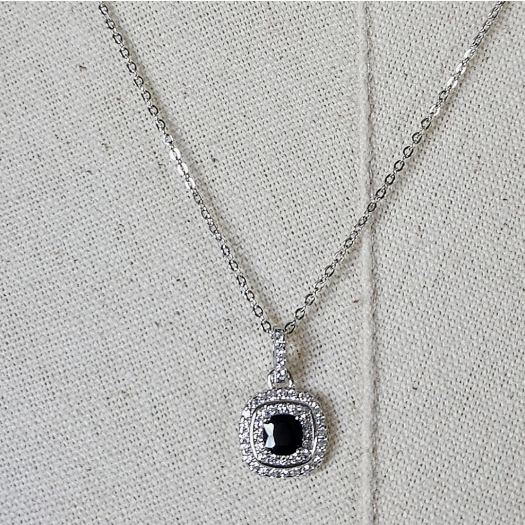 VETEMENTS Collana nuova con etichette Ryze onice nero e zirconi cubici trasparenti .925 argento sterling 18