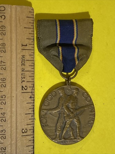 VINTAGE AMERICAN LEGION SCHOOL AWARD MEDAL RIBBON PIN "FOR GOD AND COUNTRY" 