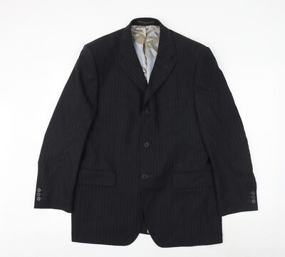 Burton Herren Sakko Anzugjacke blau gestreift Wollmischung Größe 40 Regular