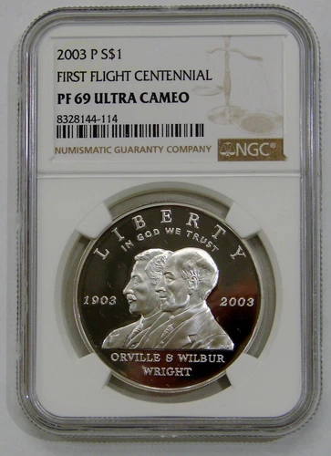 2003 P - First Flight Proof Commemorative Silver Dollar - NGC PF 69 UC