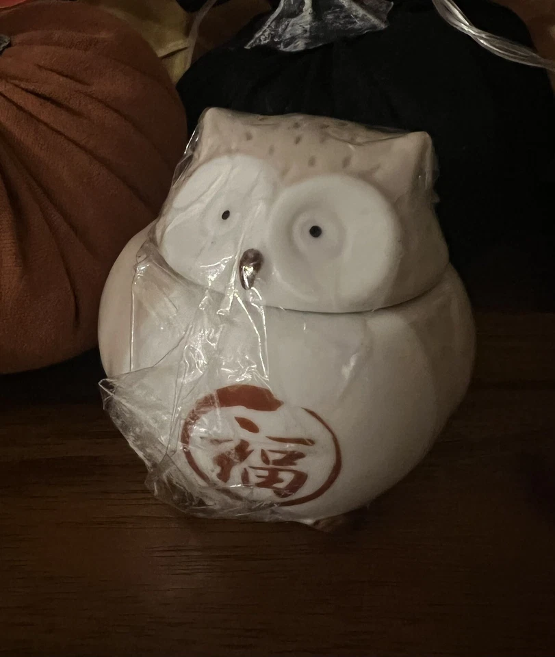 Condimento Búho Cerámica Fuku Buena Fortuna Daiso Japón Lindo Pájaro Kawaii Cocina Foto 2 de 4