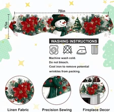 Christmas Fireplace Mantel Scarf Decorative Cover Runner for Xmas Winter Mant...