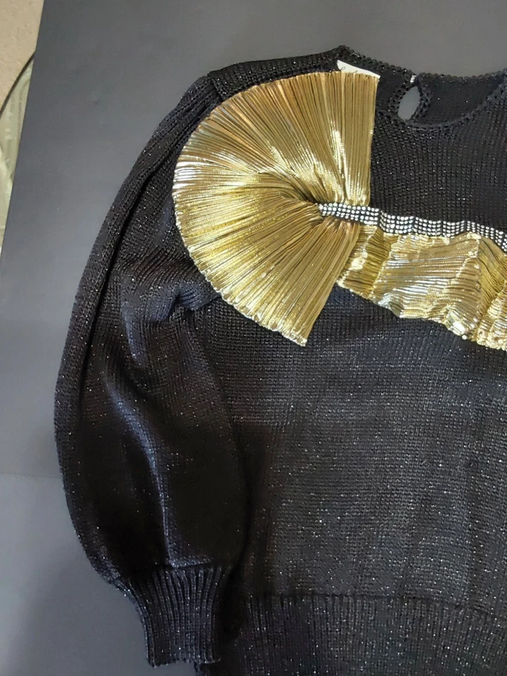 LIDO NEW YORK WOMEN'S MEDIUM SWEATER BLACK SEQUIN - Image 2 of 4