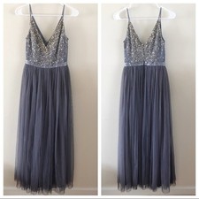 BHLDN Avery Sequined Bridesmaid Dress Womens 0 Hydrangea Fairy Whimsy Formal