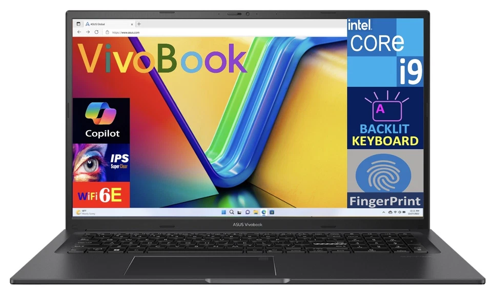 ASUS Vivobook 17.3" IPS FHD Intel Core i9-13900H 16GB DDR4 1TB SSD W11H Laptop