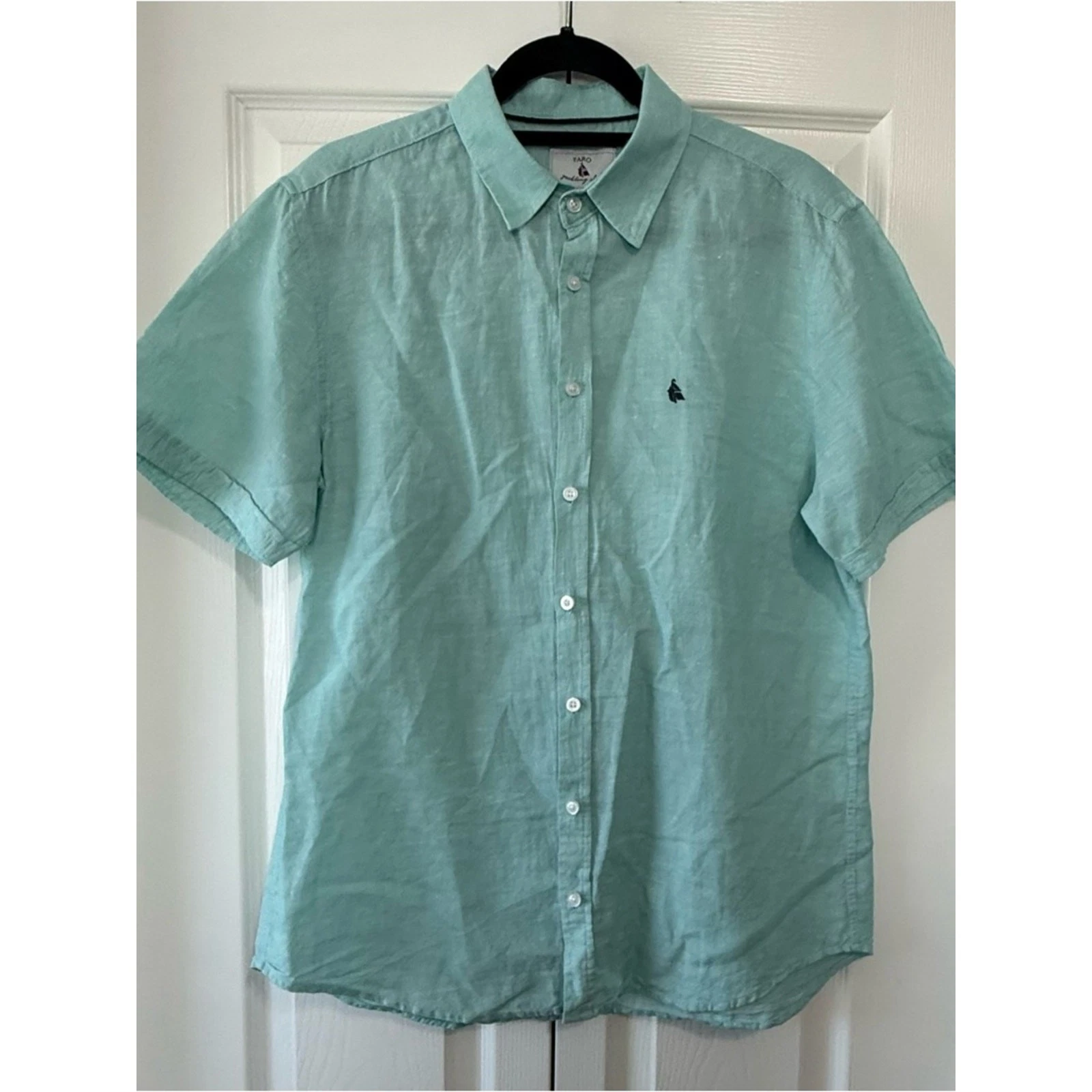 FARO Yachting Club 100% Linen Shirt Men’s Seafoam Short Sleeve Button Down M
