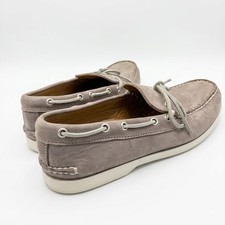 Quoddy Boat Shoes Loafers Men's 10 Gray Taupe Nubuck Leather Moccasins USA Made