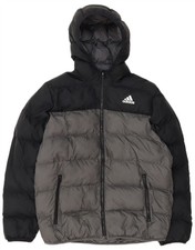 Adidas Boys Hooded Padded Jacket 13-14 Years Grey Colourblock DI03