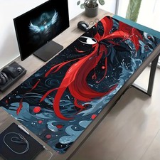 1pc Large Gaming Mouse Pad with Red Cape Character Design - Non-Slip Rubber B