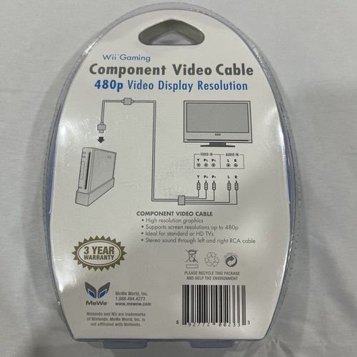 Wii Component Video Cable 8ft 480p Display Resolution Gold Plated Connectors New - Picture 2 of 2