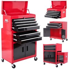 Portable Toolbox Tool Box Top Chest Cabinet Garage Storage Roll Cab Red New