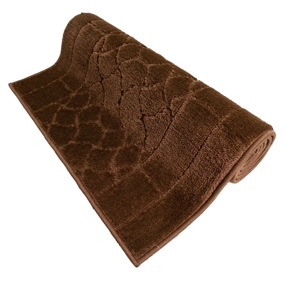 TAMAÑO PERSONALIZADO Alfombra Antideslizante Lavable a Máquina Perfil Medio Corte Pila Volea Marrón Foto 3 de 4