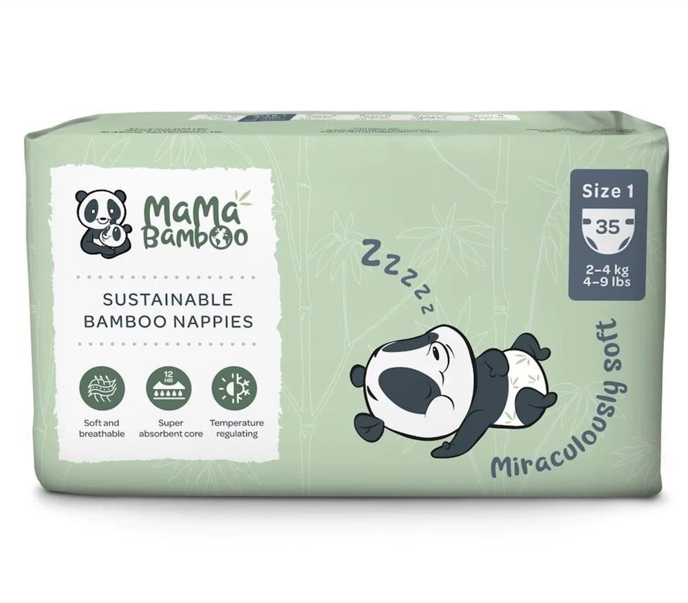 Mama Bamboo Eco Nappies - Size 1 (Newborn) 850g - Image 2