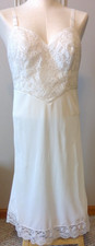 Vintage Ladies full nylon off white colored slip; lace bodice lined size 36 bust
