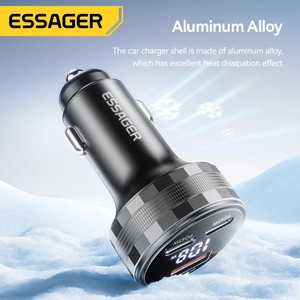 108W USB Car Charger QC 3.0 Type C PD Fast Charging Adapter With Digital Dispaly