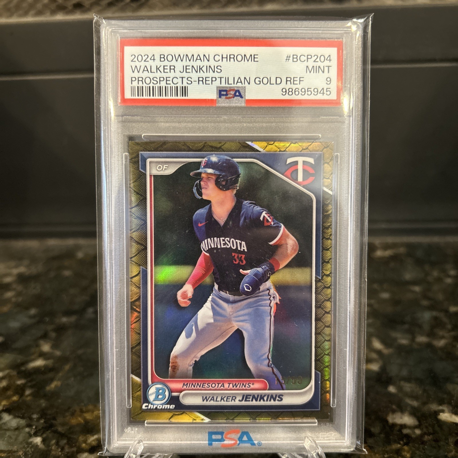 2024 Bowman Chrome - Walker Jenkins #BCP-204 Gold Reptilian Refractor /50