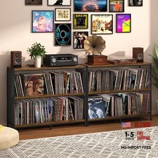 3-Tier Vinyl Record Storage - Vintage Player Table with Spacious Storage - Up