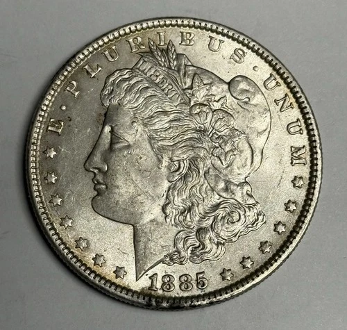 AU+ 1885-P Morgan Silver Dollar (all original surfaces) U.S. $1 Coin Almost UNC