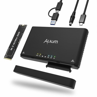Alxum M.2 NVME Gehäuse & SATA USB Adapter Mit Offline Klon USB 3.2 Typ C 10Gbps