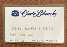 Vintage Carte Blanche Canceled Credit Card exp 1986 CITICORP