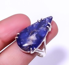 Sodalite - Minas Gerais 925 Sterling Silver Solitaire Handmade Ring s.10 R19-257