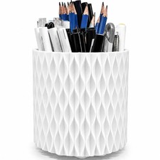 Lebenrich Rotating Pen Holder for Desk, Cute White Pencil Holder,