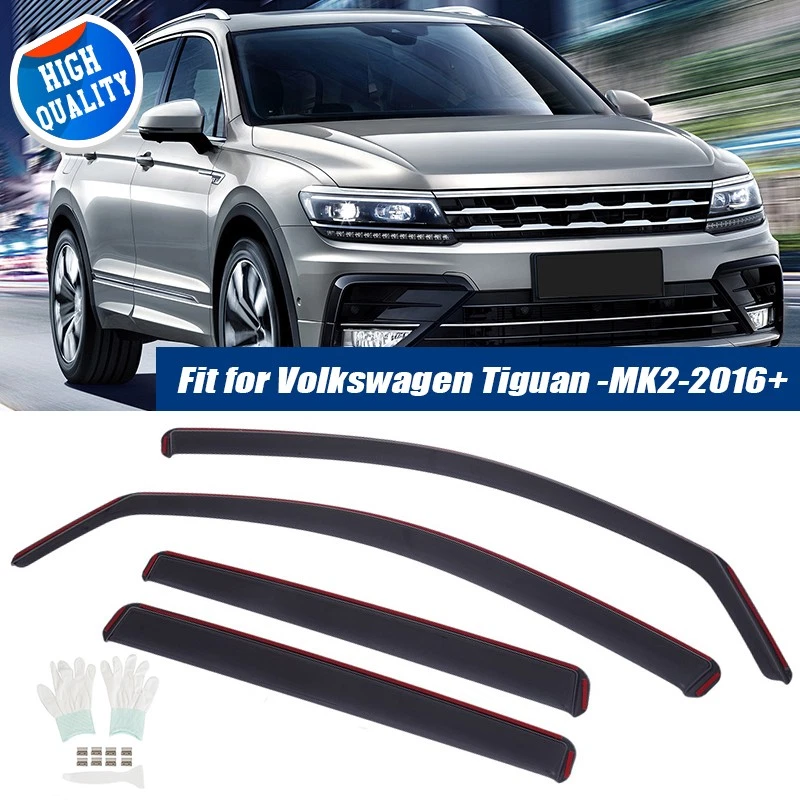 4-Tlg Set Windabweiser Regenabweiser Schwarz Für VW Tiguan 2 2016 2017 2018-2024 - Bild 2 von 4