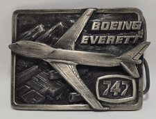 Vintage Boeing Pewter Belt Buckle Everett 747 Siskiyou 1982 Serial 565
