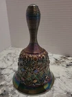 Vintage Fenton Carnival Glass Bell Amethyst Daisy & Button Pattern Iridescent