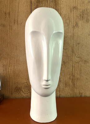 MIDCENTURY MODERN Modigliani Style Elongated Head 18'' Ceramic Abstract Sculpture
