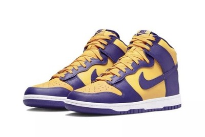 Nike Mens Dunk High Retro Lakers Basket Ball Shoes DD1399 Sneaker