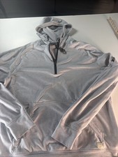 Vuori Performance 1/2 Zip Hoodie Men  s M Gray Logo Sleeve Data Labs