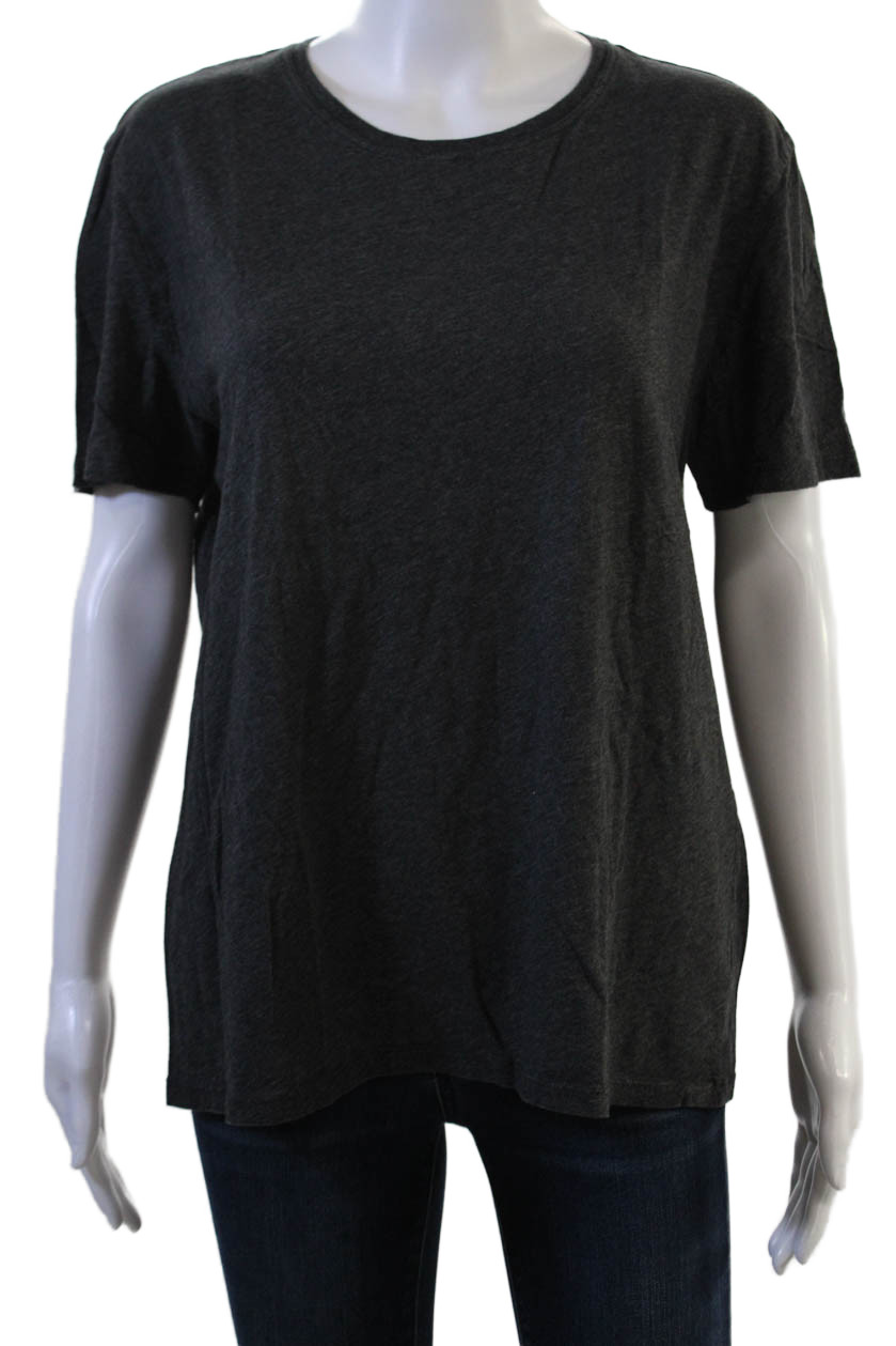 ATM Women Basic Dark Gray Round Neck Short Sleeve T-Shirt Size MFree Shipping in US $100+ Orders | $6.95 Orders Below