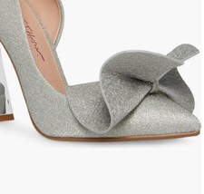 Betsey Johnson Heels 10 M Silver Glitter Bow Pointed Toe D'Orsay Pumps Wedding