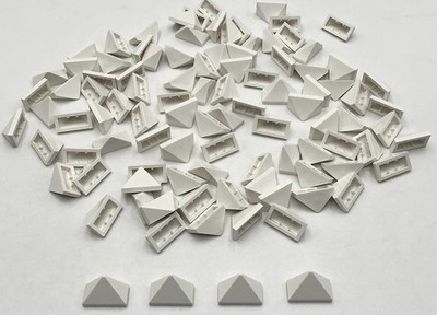 Lego 100 New White Slope Sloped 45 2 x 1 Triple with Bottom Stud Holders Parts